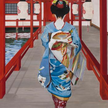 Peinture intitulée "Maiko in Miyajima" par Pasquale Pacelli, Œuvre d'art originale, Acrylique