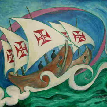 Painting titled "Por Mares Tenebrosos" by Rodolfo Passaporte, Original Artwork