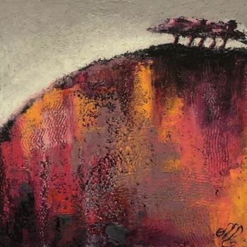 Pittura intitolato "Des pins à l'horizon" da Corinne Romand-Maitrepierre, Opera d'arte originale, Pastello