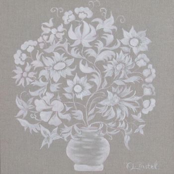 Peinture intitulée "Bouquet Monochrome" par Pastel Créations, Œuvre d'art originale, Huile