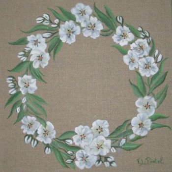 Malerei mit dem Titel "couronne-de-fleurs.…" von Pastel Créations, Original-Kunstwerk