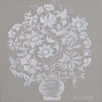 Pittura intitolato "bouquet-monochrome.…" da Pastel Créations, Opera d'arte originale