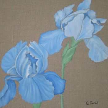 Painting titled "L'iris Bleu" by Pastel Créations, Original Artwork, Oil
