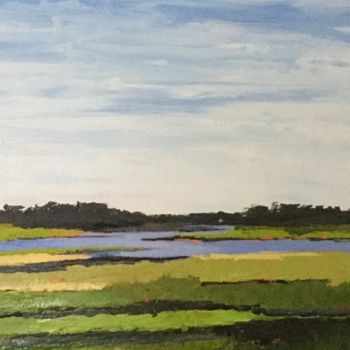 Painting titled "Peaceful Inlet 12 X…" by Pam Carlson, Original Artwork, Acrylic