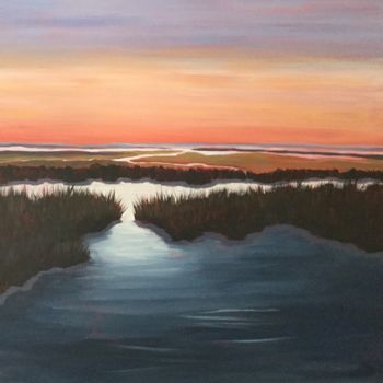 Painting titled "Summer marsh 24 X 2…" by Pam Carlson, Original Artwork, Acrylic