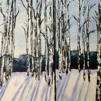 Painting titled "Winter Burches 2-12…" by Pam Carlson, Original Artwork, Acrylic