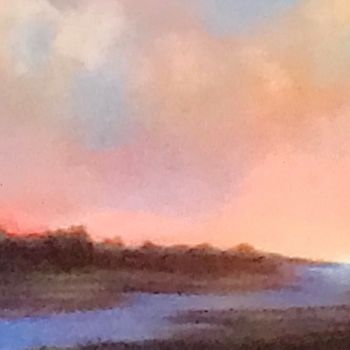 Painting titled "River Memories 12x48" by Pam Carlson, Original Artwork, Acrylic