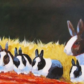 Painting titled "Sharing the carrots" by Pam Carlson, Original Artwork