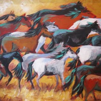 Painting titled "Stampede" by Pam Carlson, Original Artwork