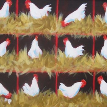 Peinture intitulée "Hen House" par Pam Carlson, Œuvre d'art originale
