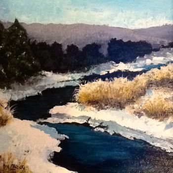 Pintura intitulada "winter-creek.jpg" por Pam Carlson, Obras de arte originais