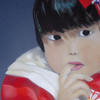 Dessin intitulée "fillette japonaise" par Nathalie Damour, Œuvre d'art originale