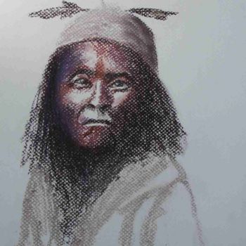 Peinture intitulée "le vieil indien" par Jacqueline Feutren, Œuvre d'art originale