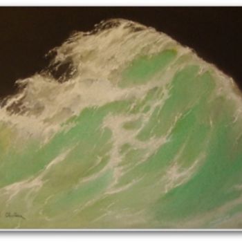 Pintura intitulada "la vague verte" por Christian Le Gall, Obras de arte originais