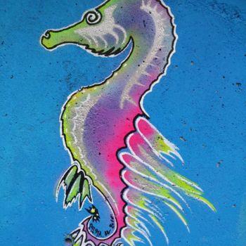 Painting titled "hippocampe" by Pasthete // Salima Woestyn, Original Artwork, Airbrush