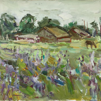 Malarstwo zatytułowany „Cornflower field” autorstwa Yuliia Pastukhova, Oryginalna praca, Olej