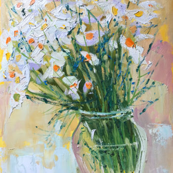 Pittura intitolato "Summer in a bouquet" da Yuliia Pastukhova, Opera d'arte originale, Olio