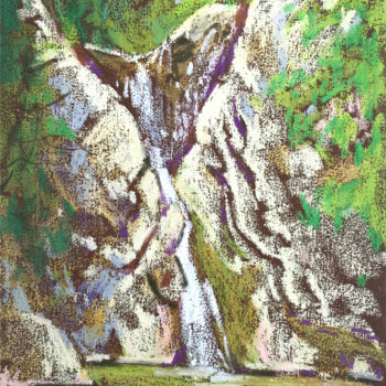 Drawing titled "Waterfall" by Yuliia Pastukhova, Original Artwork, Pastel