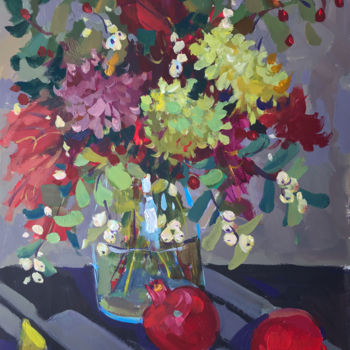Pintura intitulada "Autumn bouquet" por Yuliia Pastukhova, Obras de arte originais, Acrílico