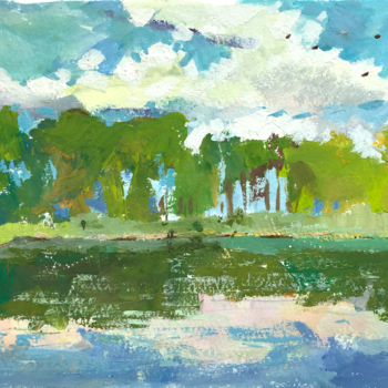 Картина под названием "Summer landscape" - Yuliia Pastukhova, Подлинное произведение искусства, Гуашь