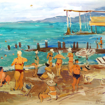 Peinture intitulée "Beach" par Yuliia Pastukhova, Œuvre d'art originale, Acrylique
