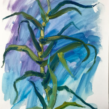 Painting titled "Sketch of aloe" by Yuliia Pastukhova, Original Artwork, Oil