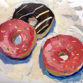 Peinture intitulée "Donuts" par Yuliia Pastukhova, Œuvre d'art originale, Huile