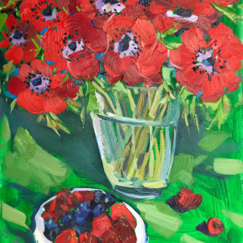 Malerei mit dem Titel "Anemones" von Yuliia Pastukhova, Original-Kunstwerk, Öl