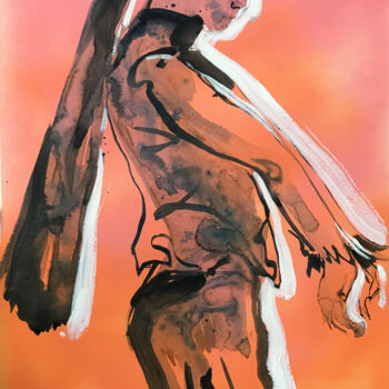 Schilderij getiteld "Tail woman girl fas…" door Yuliia Pastukhova, Origineel Kunstwerk, Acryl