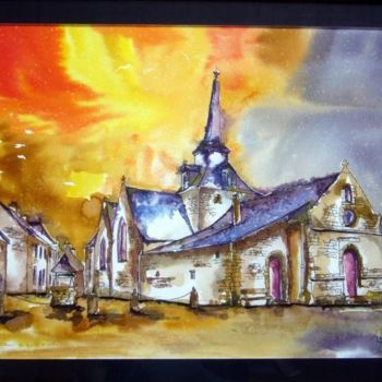 Pittura intitolato ""Eglise Notre -Dame…" da Patrick Mévellec, Opera d'arte originale