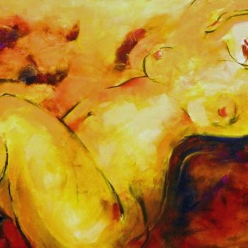 Painting titled "desnudo en naranjas" by Patricia Paats, Original Artwork