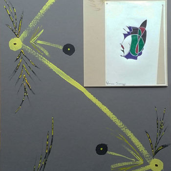 Dessin intitulée "Dans l'aquarium" par Patricia Saccaggi, Œuvre d'art originale, Stylo à bille