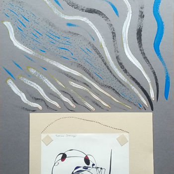 Dessin intitulée "La baleine sur les…" par Patricia Saccaggi, Œuvre d'art originale, Stylo à bille