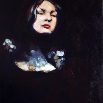 Malarstwo zatytułowany „Femme au décolleté…” autorstwa Patdumez, Oryginalna praca, Akryl Zamontowany na Drewniana rama noszy