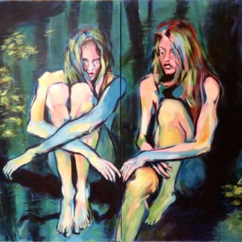 Malerei mit dem Titel "Les femmes louves d…" von Patdumez, Original-Kunstwerk, Acryl Auf Keilrahmen aus Holz montiert