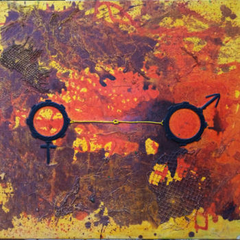 Peinture intitulée "Linked forever" par Paterne Dokou, Œuvre d'art originale, Collages