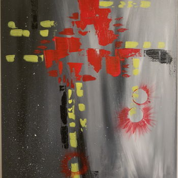 Картина под названием "Abstract Flower" - Pat Guile, Подлинное произведение искусства, Акрил