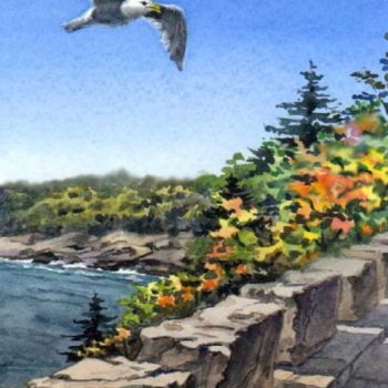 Peinture intitulée "Ocean View in Acadia" par Tatiana Kremlev (Chvetsova), Œuvre d'art originale, Huile