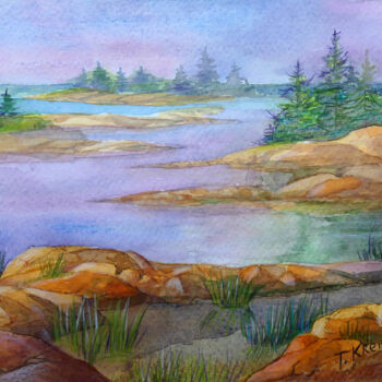 Painting titled "Magical Dawn" by Tatiana Kremlev (Chvetsova), Original Artwork, Watercolor