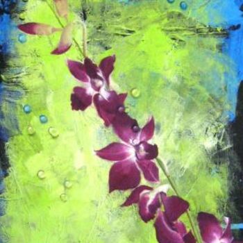 Painting titled "Purple orchid" by Patricia Klimov, Original Artwork
