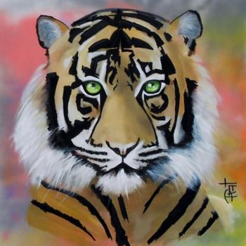 Painting titled "Le tigre géant" by Patricia Klimov, Original Artwork