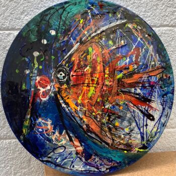 Peinture intitulée "Hublot fish" par Patmoli, Œuvre d'art originale, Acrylique