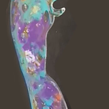Γλυπτική με τίτλο "Top Monica 42 viole…" από Patmoli, Αυθεντικά έργα τέχνης, Ρητίνη