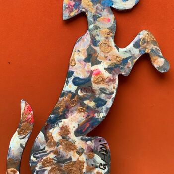 Escultura titulada "MINI CHIEN 15 ACIER" por Patmoli, Obra de arte original, Metales