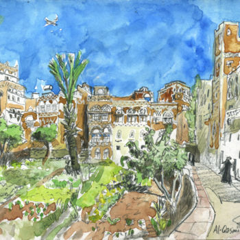 「Yemen, Sanaa 2」というタイトルの絵画 Patou Deballonによって, オリジナルのアートワーク, 水彩画
