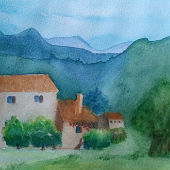 Peinture intitulée "paysage" par Patoupaint, Œuvre d'art originale, Aquarelle