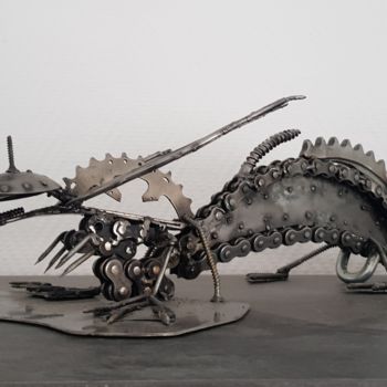 Sculpture titled "Sculpture Dragon" by Pat, Original Artwork, Metals