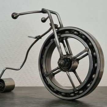 Sculpture titled "Sculpture Vélo 1840" by Pat, Original Artwork, Metals