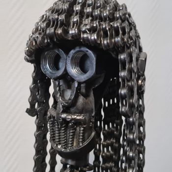 Skulptur mit dem Titel "Sculpture Tête Drea…" von Pat, Original-Kunstwerk, Metalle