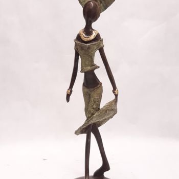 Sculptuur getiteld "Afrikanmeisje" door Patrice Balma, Origineel Kunstwerk, Bronzen
